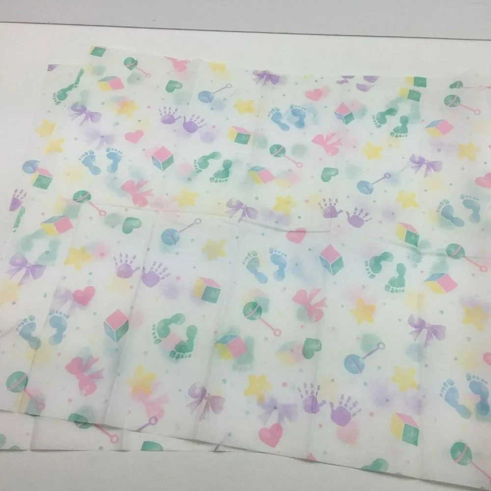 VTG Pattern Tissue Paper Present Gift Wrapping Baby Shower Gender Reveal Toys